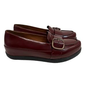 COPY - Fitflop Beau Leather Oxblood Platform Comfort Slip On Loafers 7.5